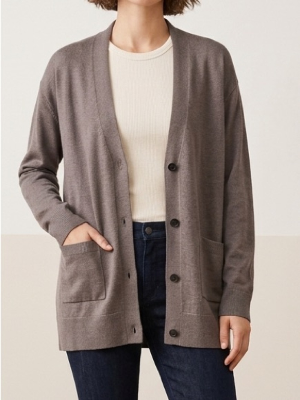 Cozy Gray Button-Front Cardigan